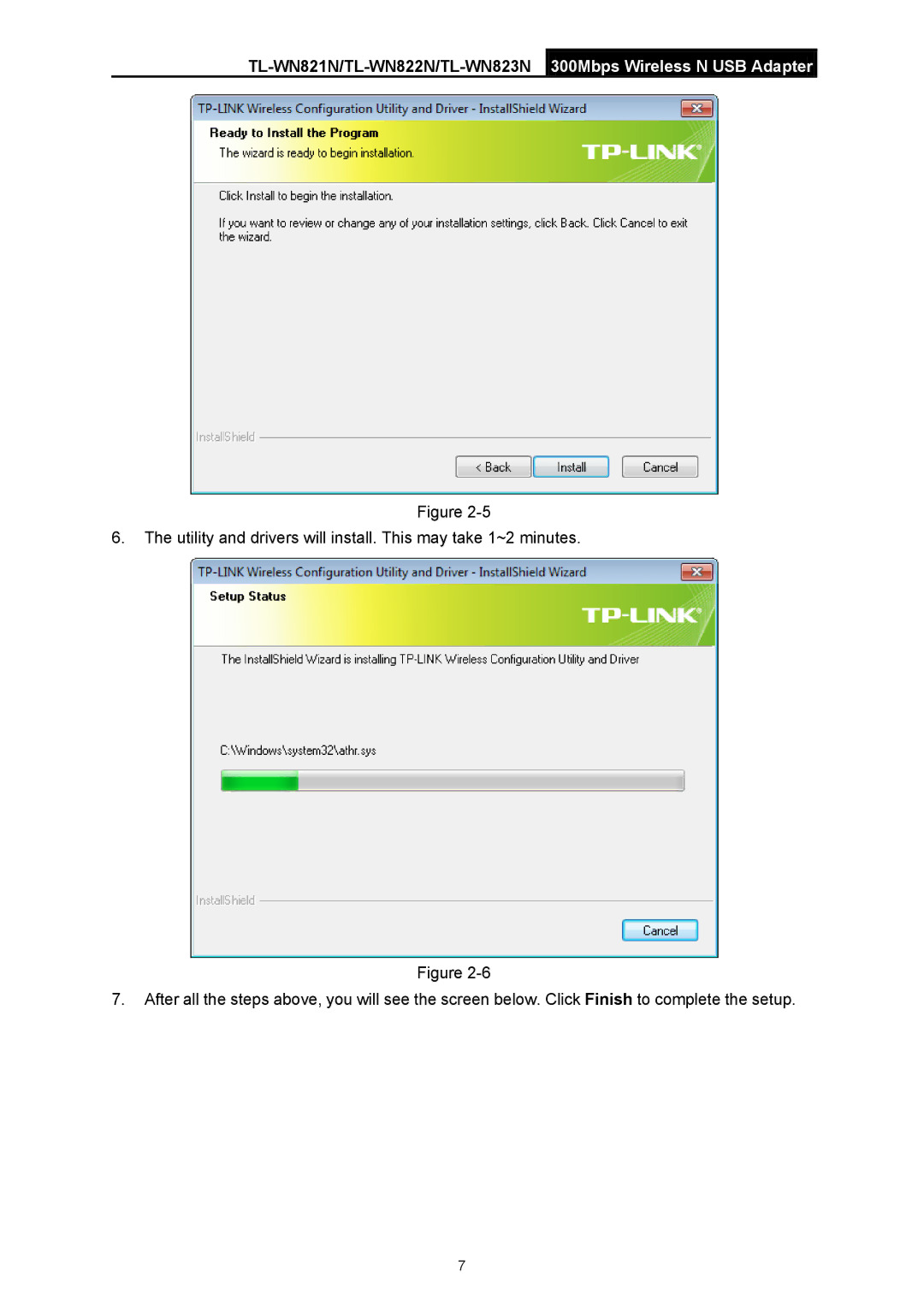 TP-Link manual TL-WN821N/TL-WN822N/TL-WN823N 300Mbps Wireless N USB Adapter 