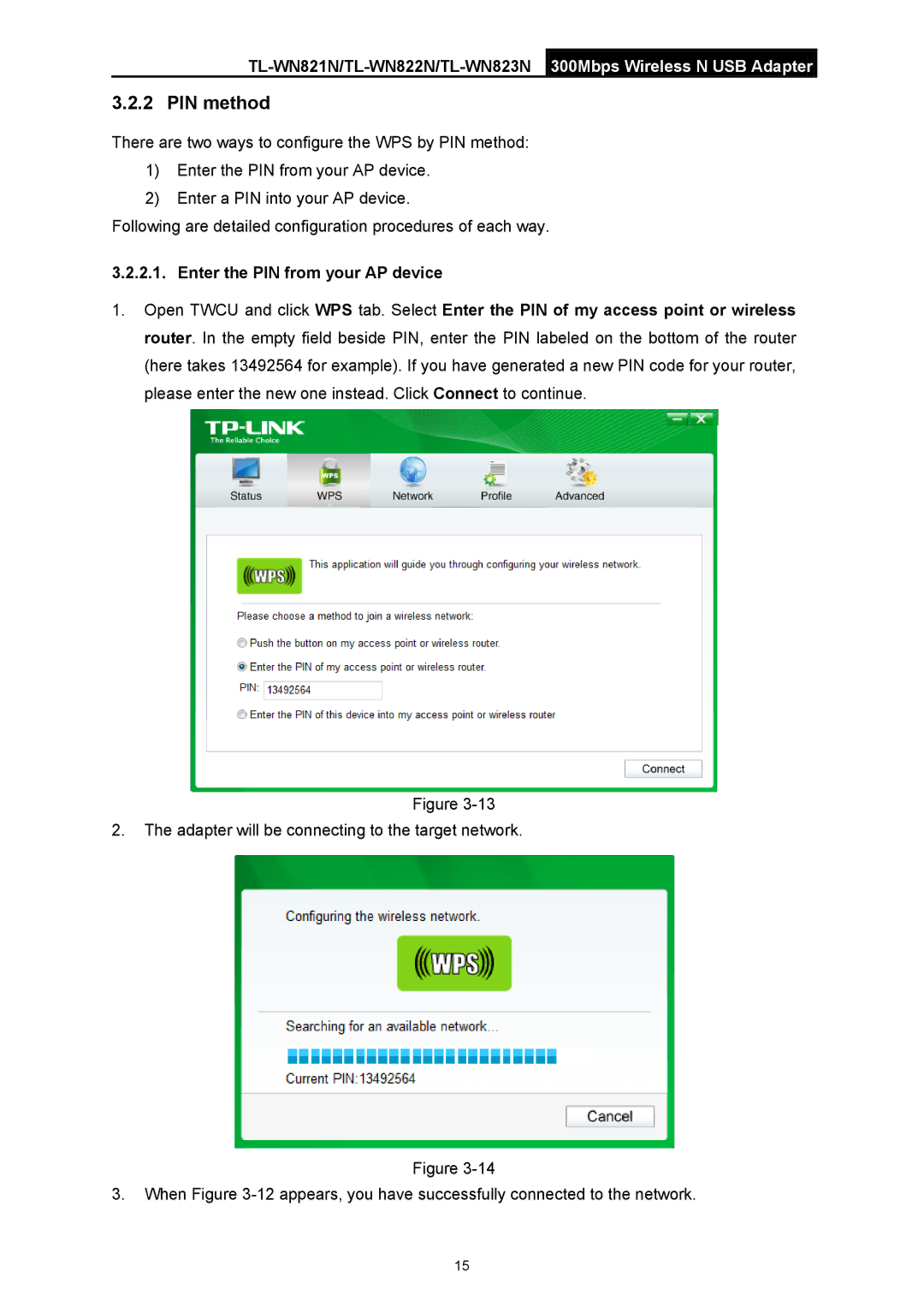 TP-Link TL-WN822N manual PIN method 