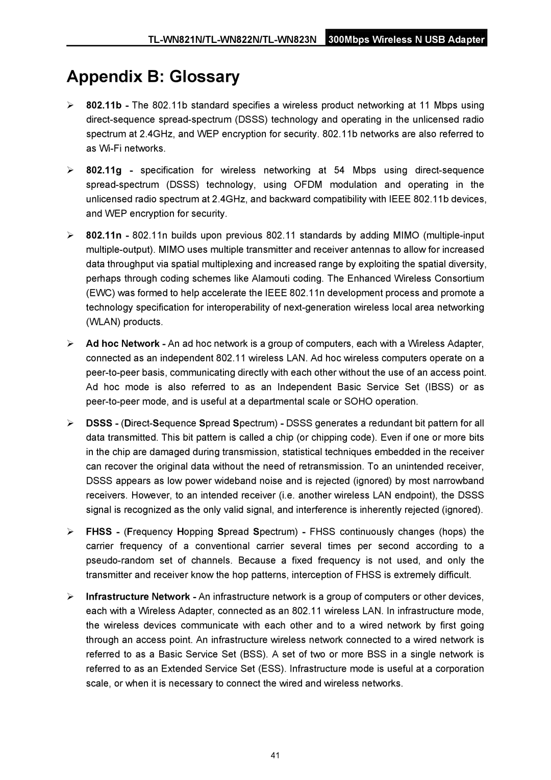 TP-Link TL-WN822N manual Appendix B Glossary 