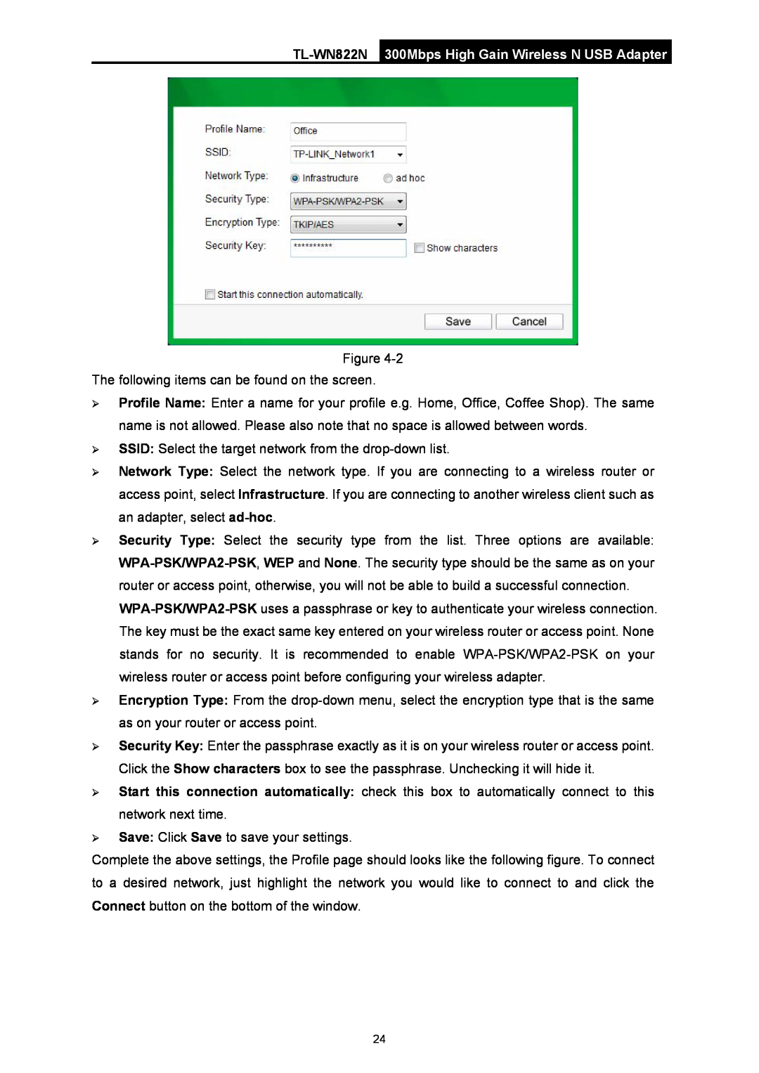 TP-Link manual TL-WN822N 300Mbps High Gain Wireless N USB Adapter, The following items can be found on the screen 