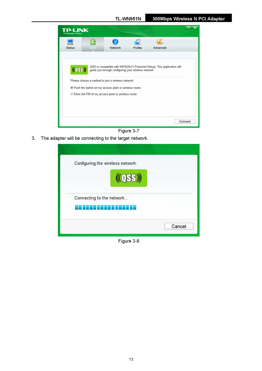 TP-Link TL-WN951N, TL-WN951-N manual Adapter will be connecting to the target network 