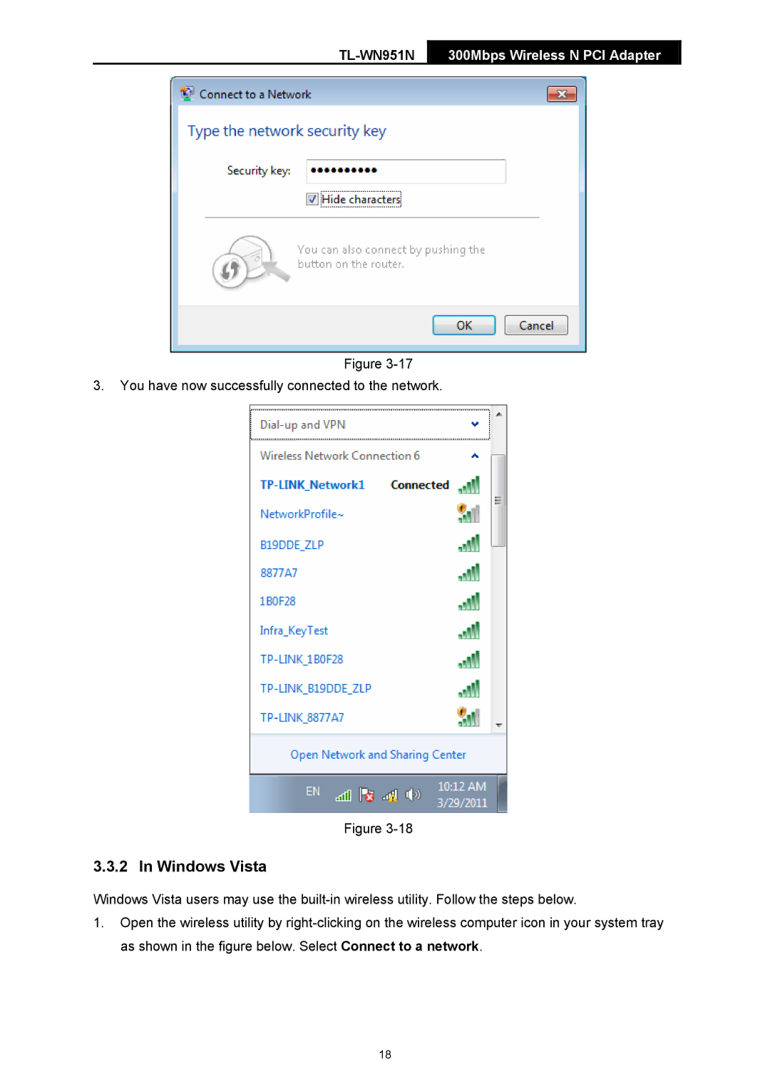 TP-Link TL-WN951-N, TL-WN951N manual Windows Vista 