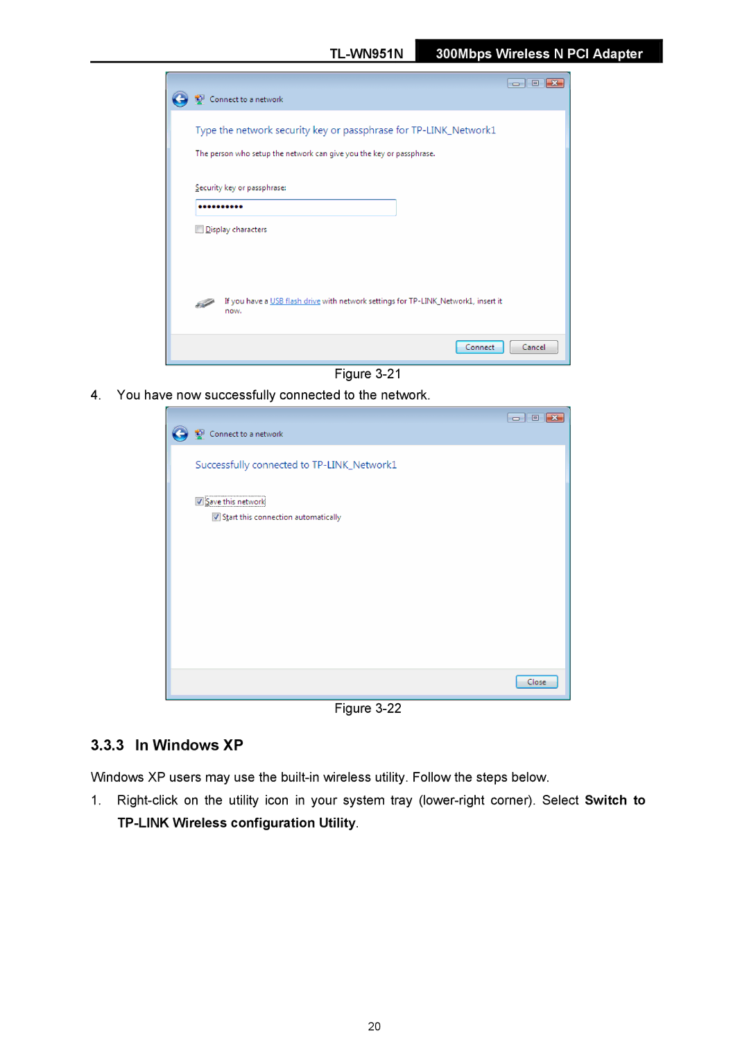 TP-Link TL-WN951-N, TL-WN951N manual Windows XP 