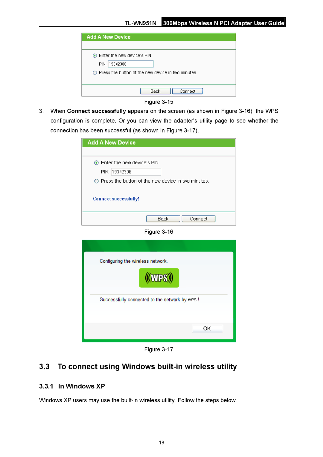 TP-Link TL-WN951N manual To connect using Windows built-in wireless utility, Windows XP 