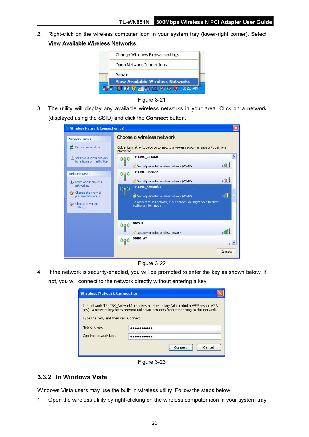 TP-Link TL-WN951N manual Windows Vista 