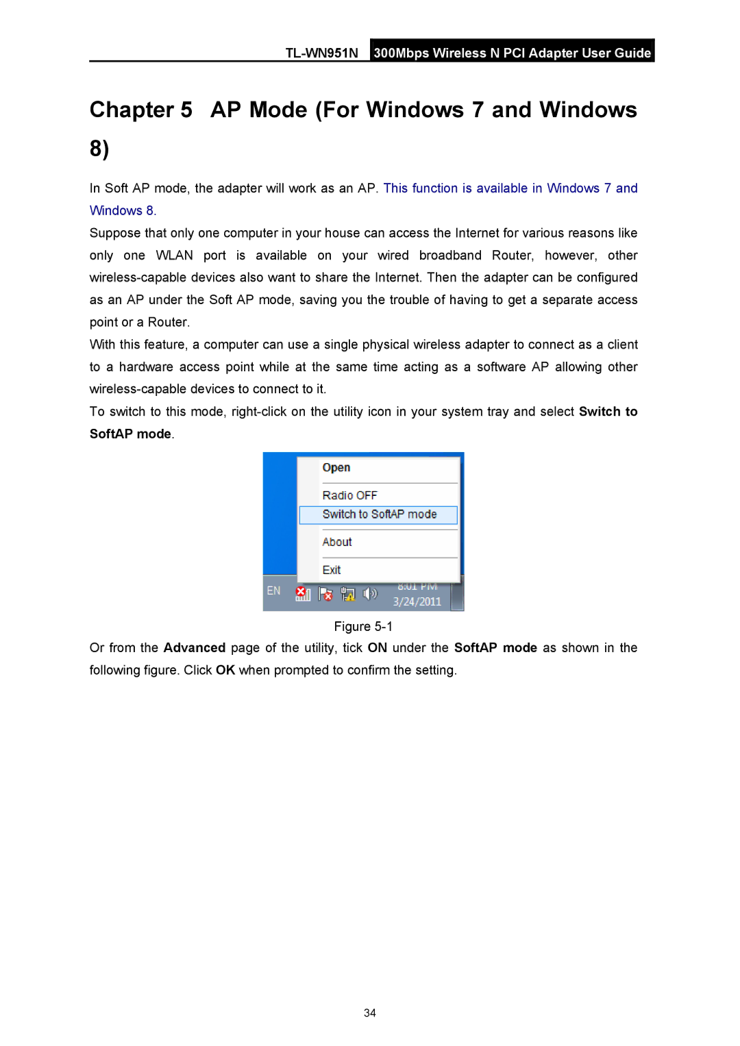 TP-Link TL-WN951N manual AP Mode For Windows 7 and Windows 