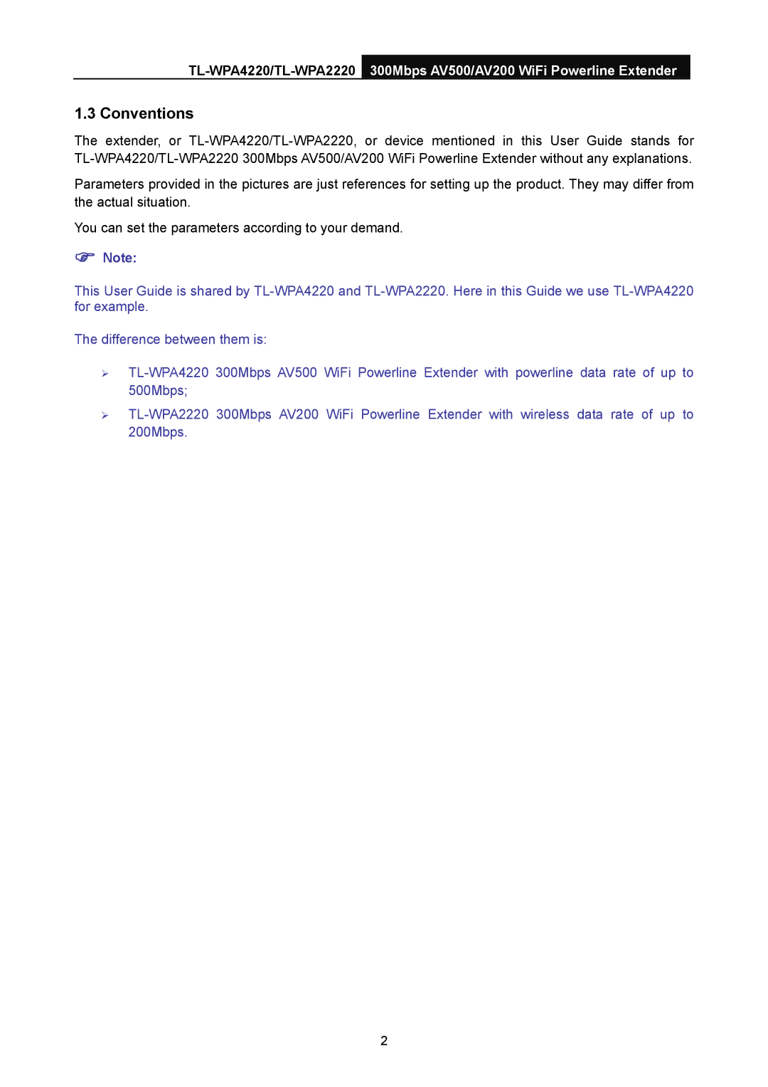 TP-Link TL-WPA4220, TL-WPA2220 manual Conventions 