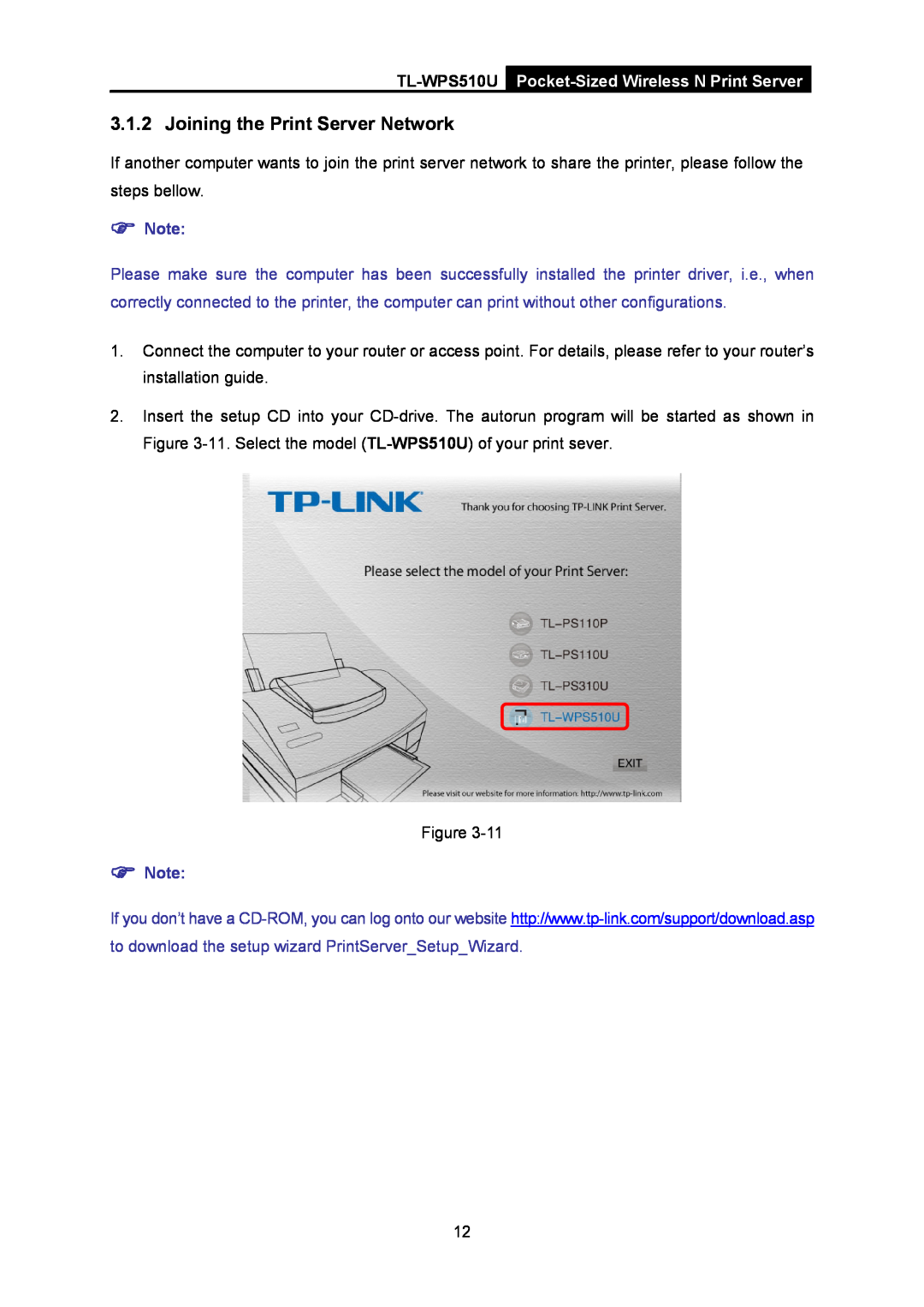 TP-Link tl-wps510u manual Joining the Print Server Network, TL-WPS510U Pocket-Sized Wireless N Print Server 