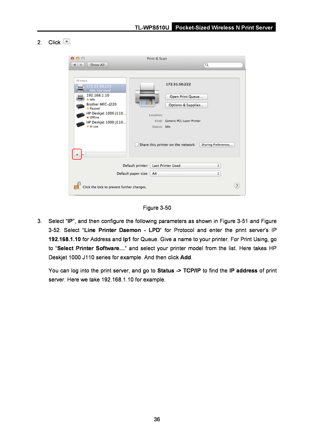 TP-Link tl-wps510u manual TL-WPS510U, Pocket-Sized Wireless N Print Server, Click 