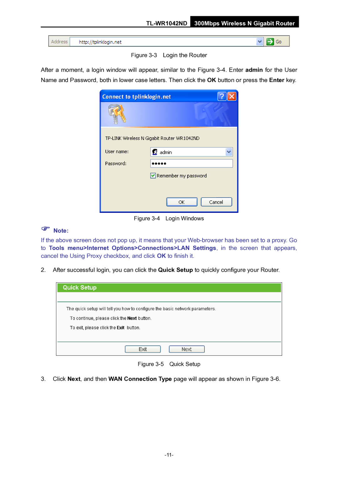 TP-Link TL-WR1042ND manual 3Login the Router 