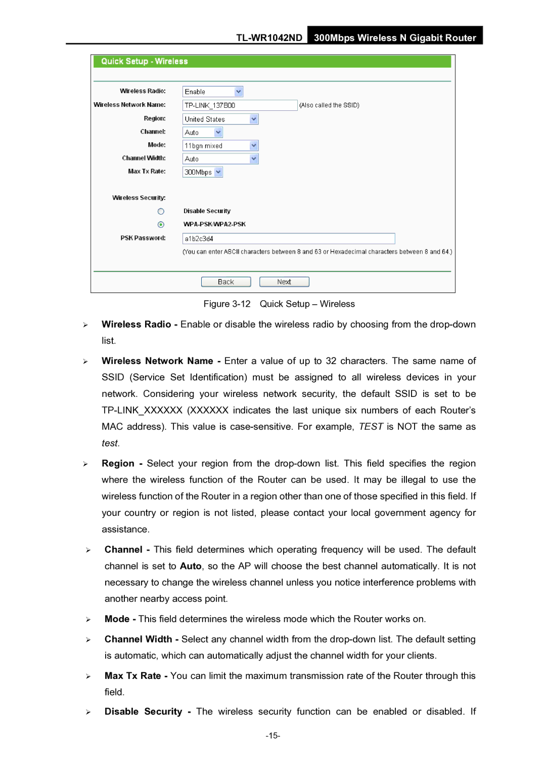 TP-Link TL-WR1042ND manual Quick Setup Wireless 