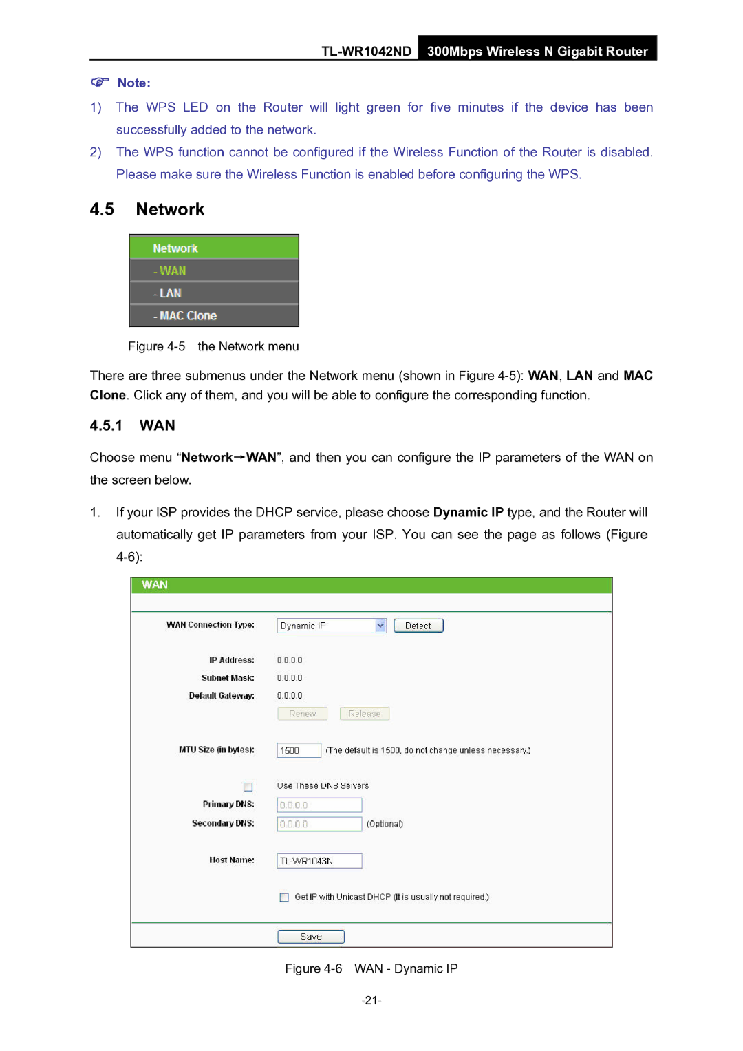 TP-Link TL-WR1042ND manual Network, 1 WAN 