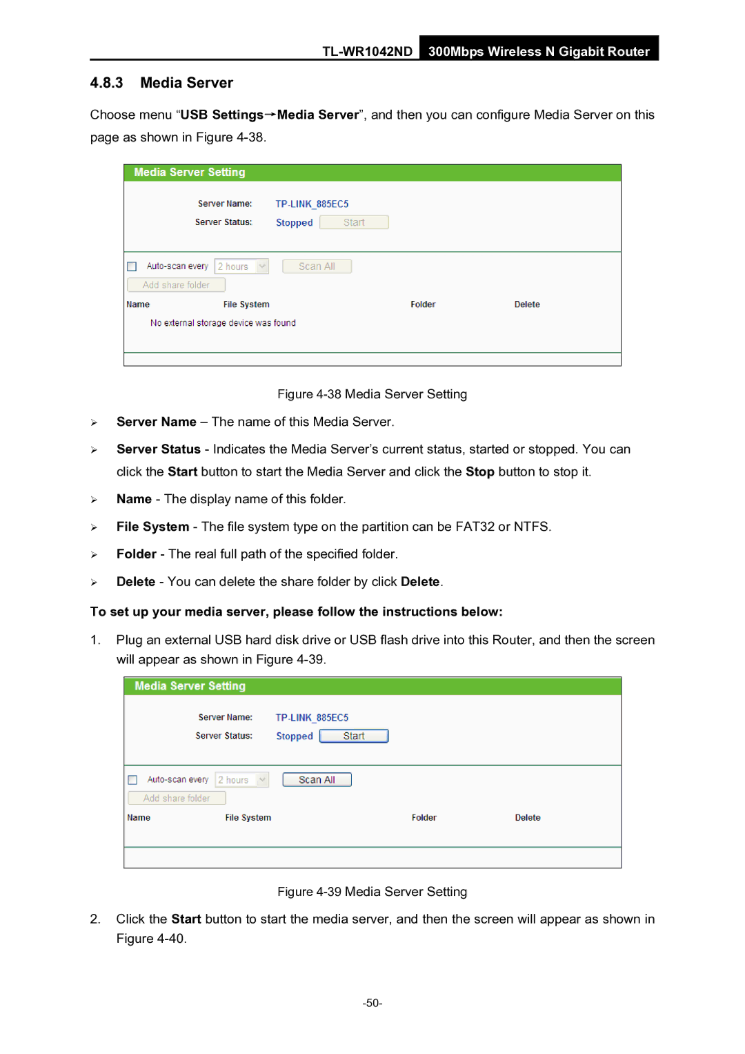 TP-Link TL-WR1042ND manual Media Server 