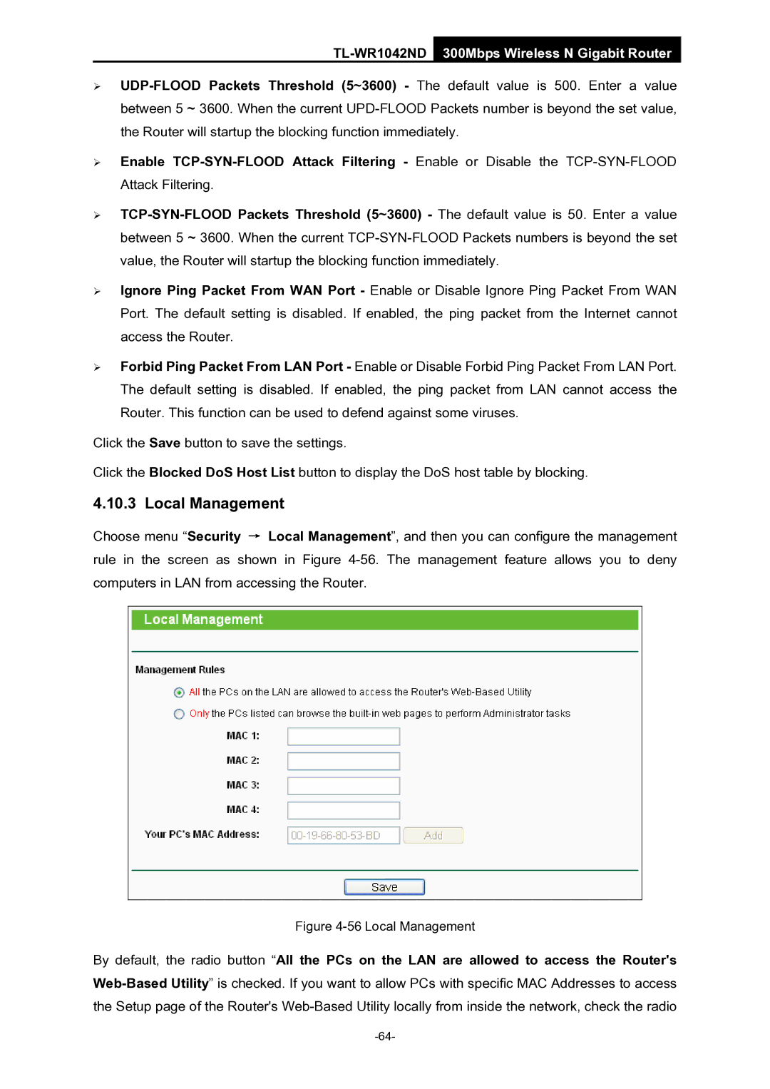 TP-Link TL-WR1042ND manual Local Management 