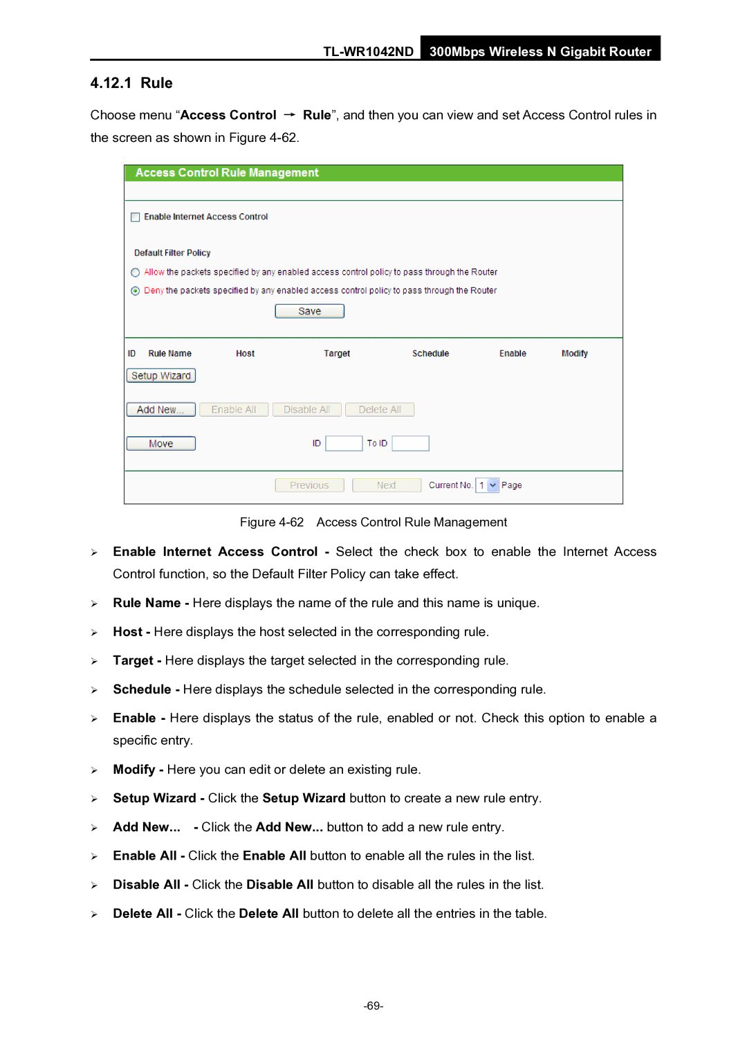 TP-Link TL-WR1042ND manual Access Control Rule Management 