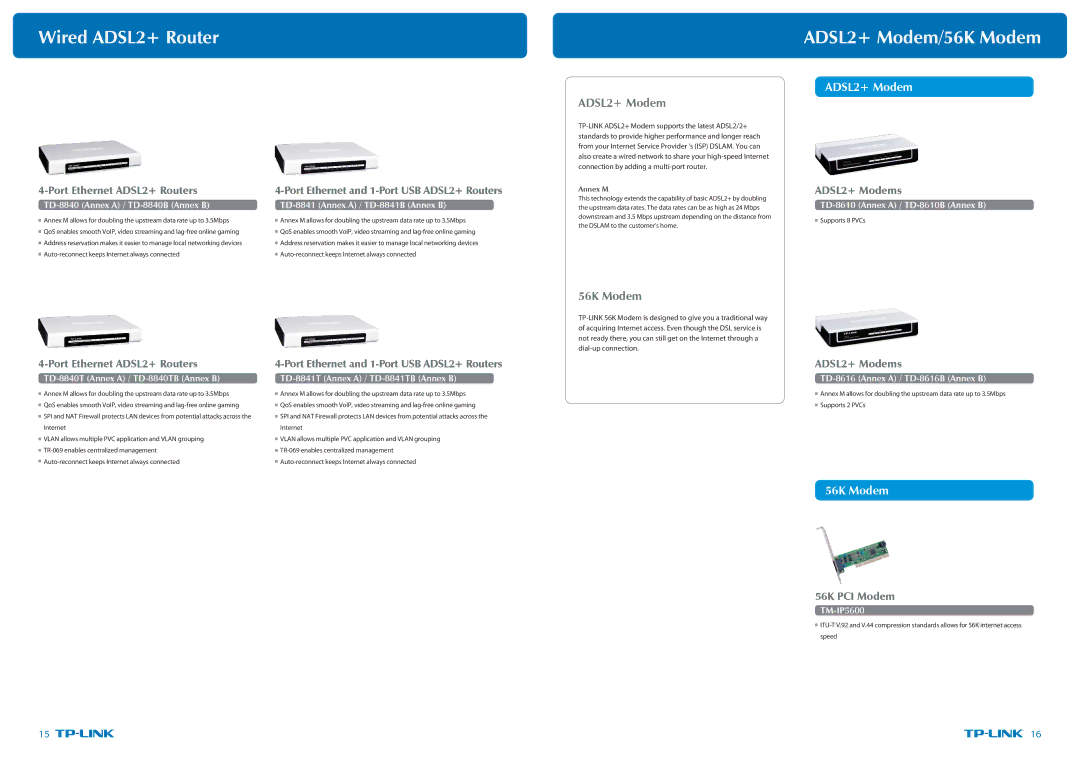 TP-Link TL-WR1043ND specifications ADSL2+ Modem/56K Modem 