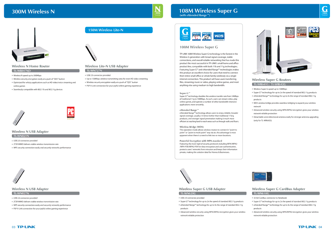 TP-Link TL-WR1043ND specifications 108M Wireless Super G, 150M Wireless Lite-N 