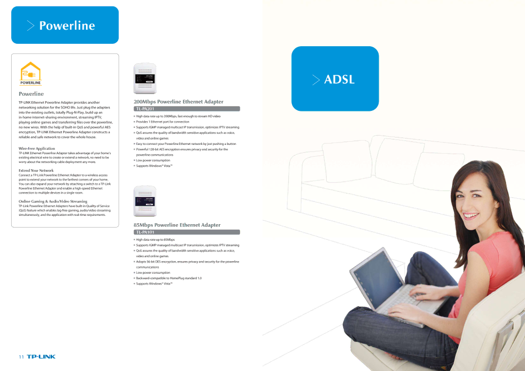 TP-Link TL-WR1043ND specifications 200Mbps Powerline Ethernet Adapter, 85Mbps Powerline Ethernet Adapter 