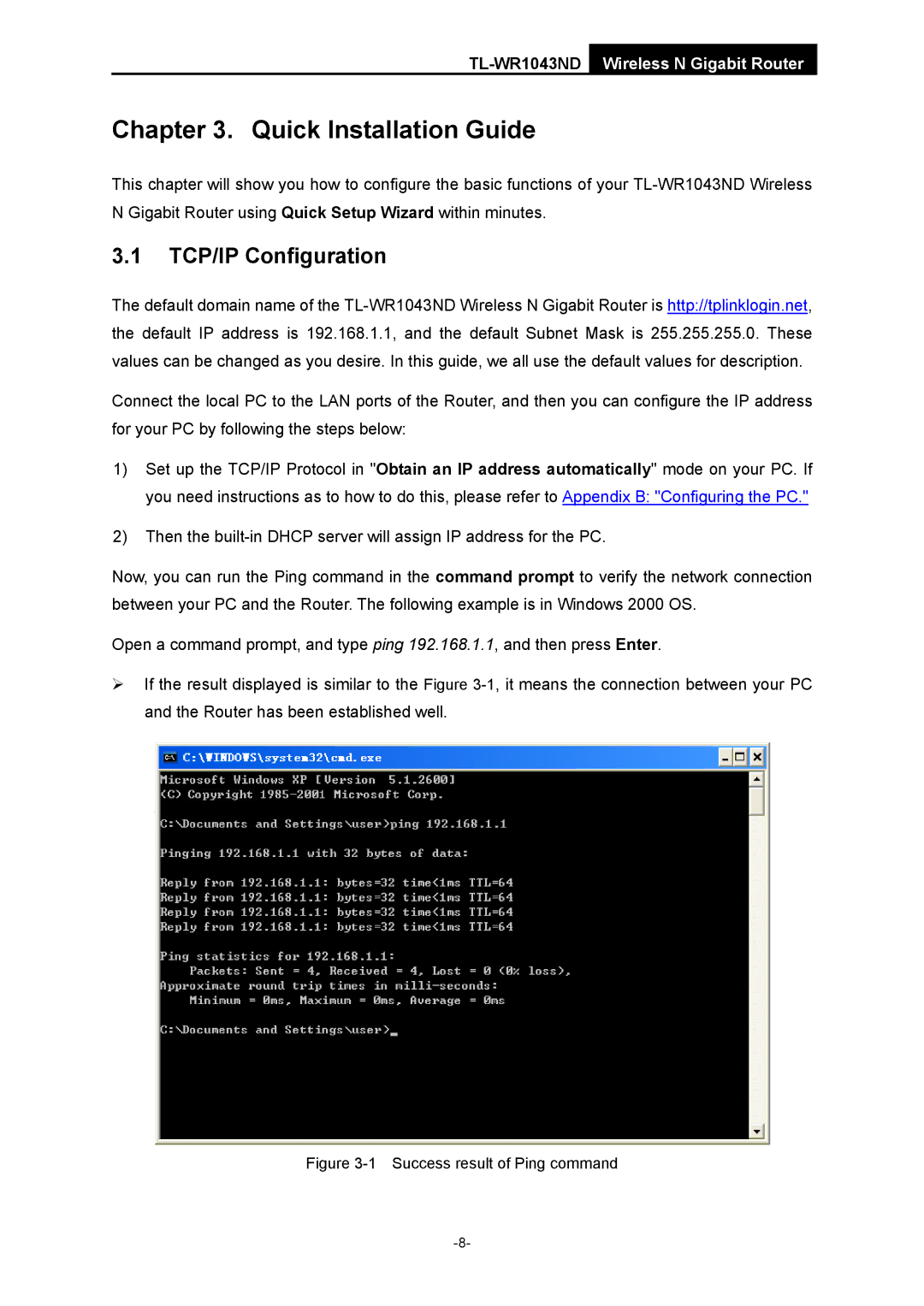 TP-Link TL-WR1043ND manual Quick Installation Guide, TCP/IP Configuration 