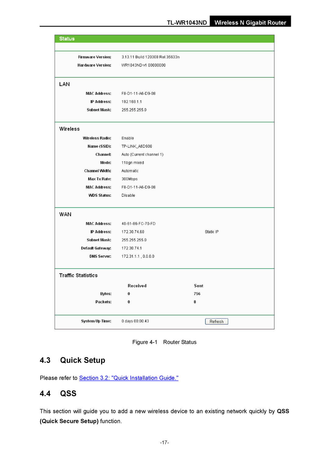 TP-Link TL-WR1043ND manual Quick Setup, Qss 