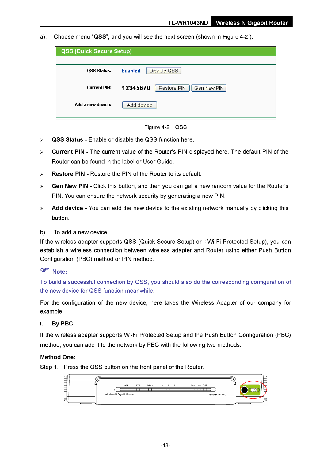 TP-Link TL-WR1043ND manual By PBC, Method One 