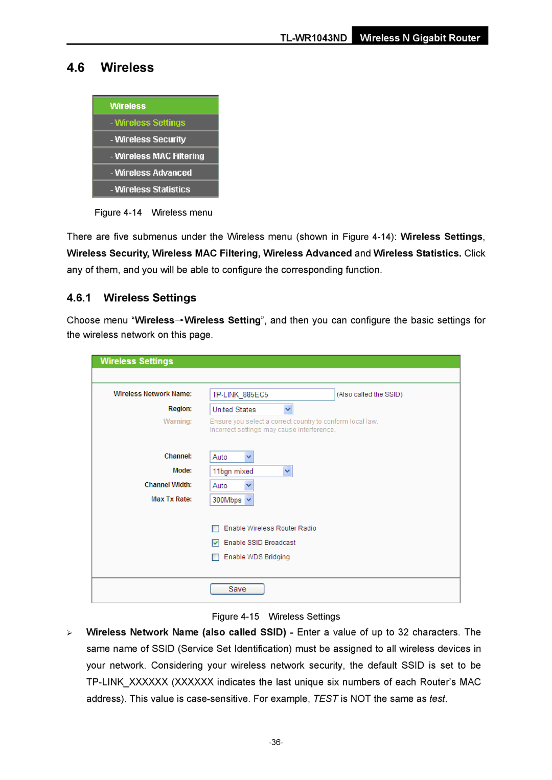 TP-Link TL-WR1043ND manual Wireless Settings 