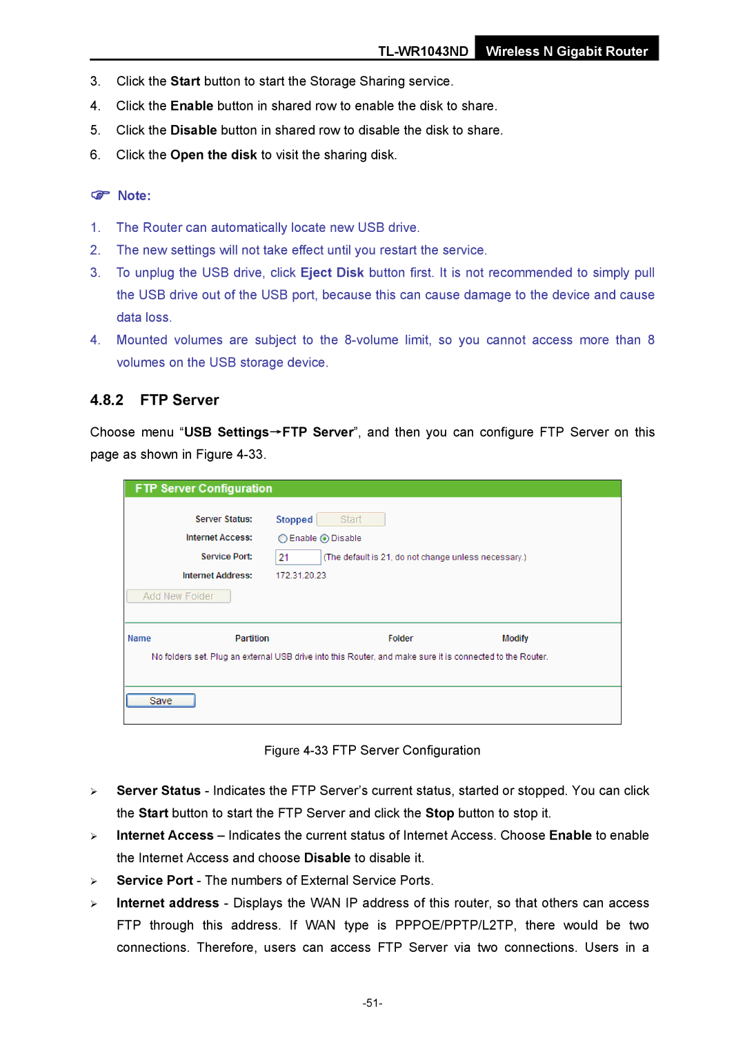 TP-Link TL-WR1043ND manual FTP Server 