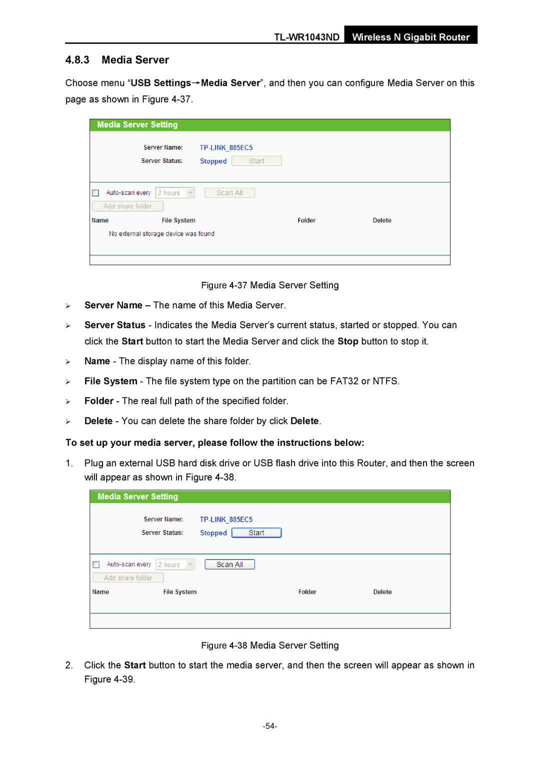 TP-Link TL-WR1043ND manual Media Server 