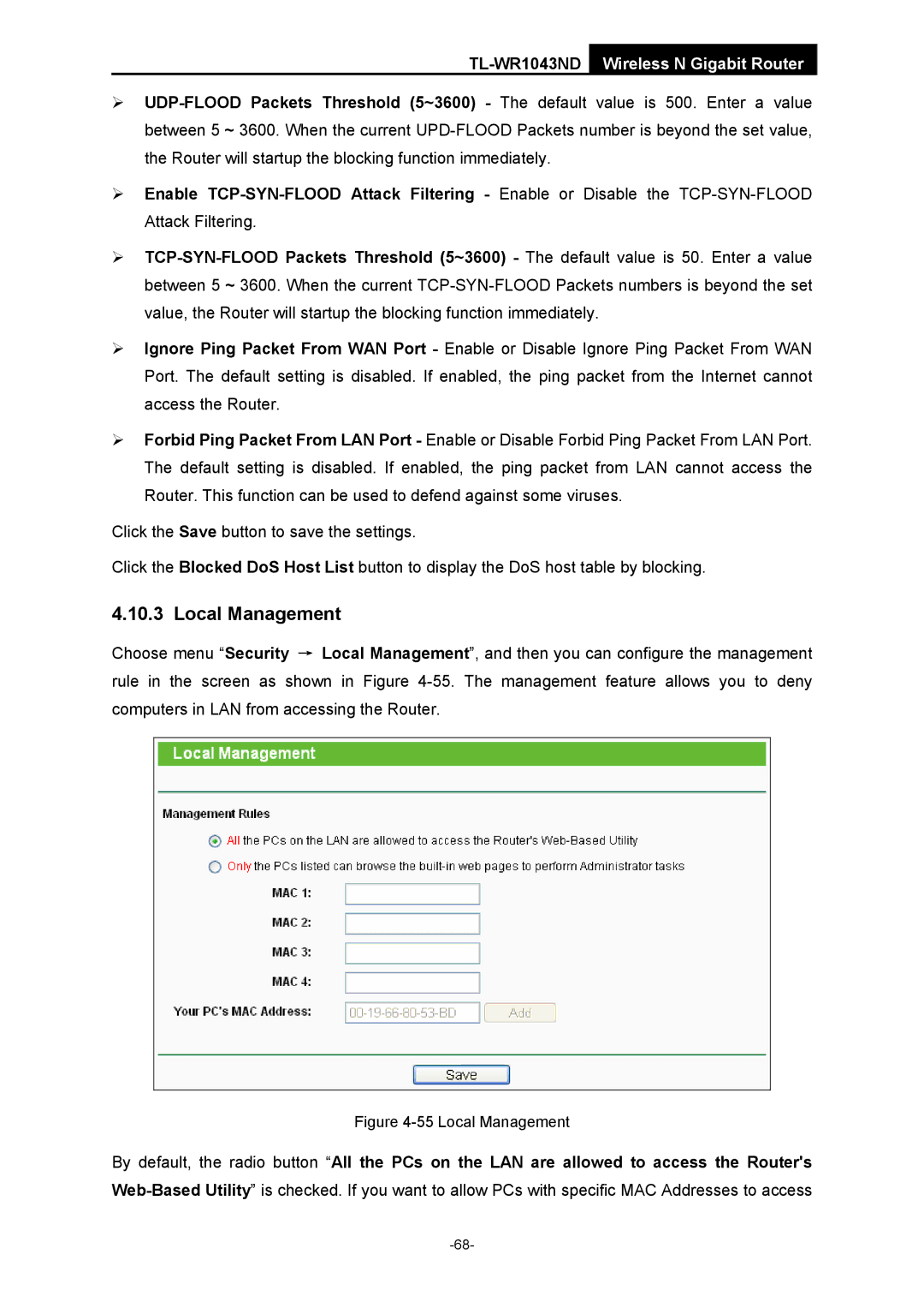 TP-Link TL-WR1043ND manual Local Management 