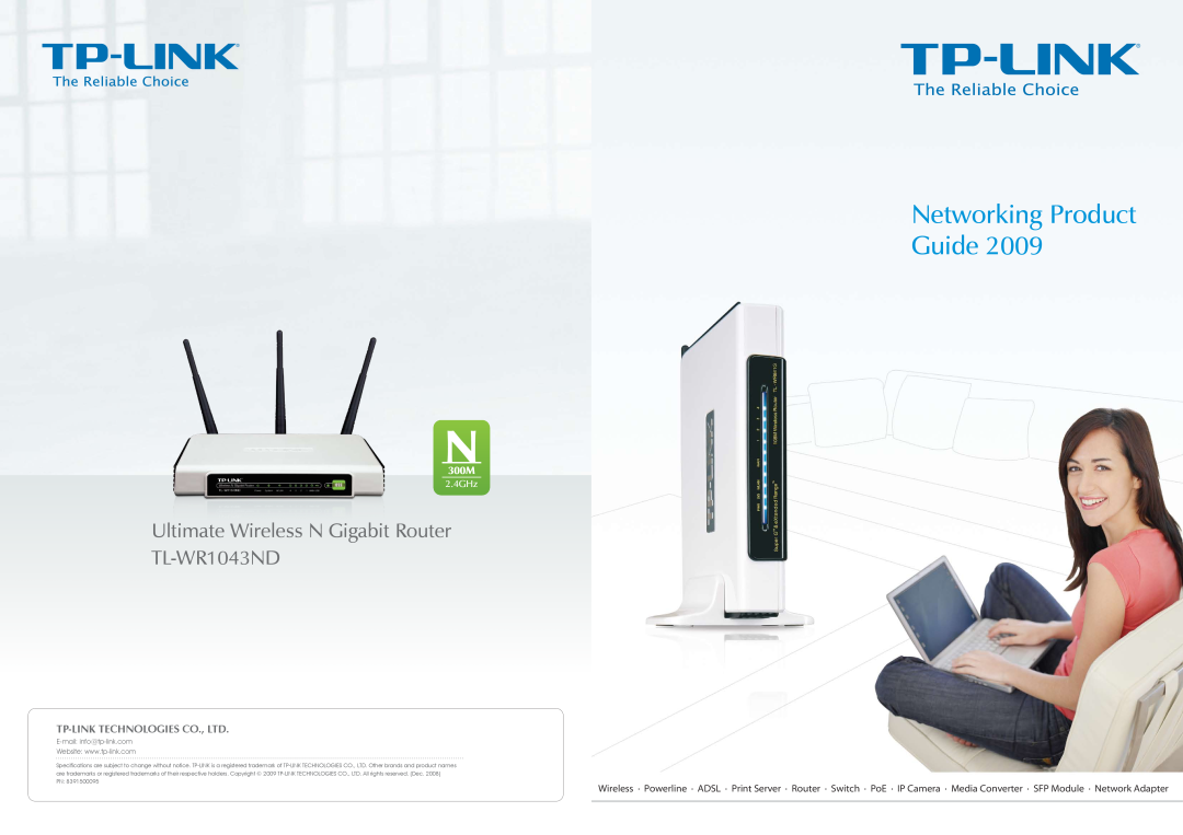 TP-Link specifications Networking Product Guide, Ultimate Wireless N Gigabit Router TL-WR1043ND 