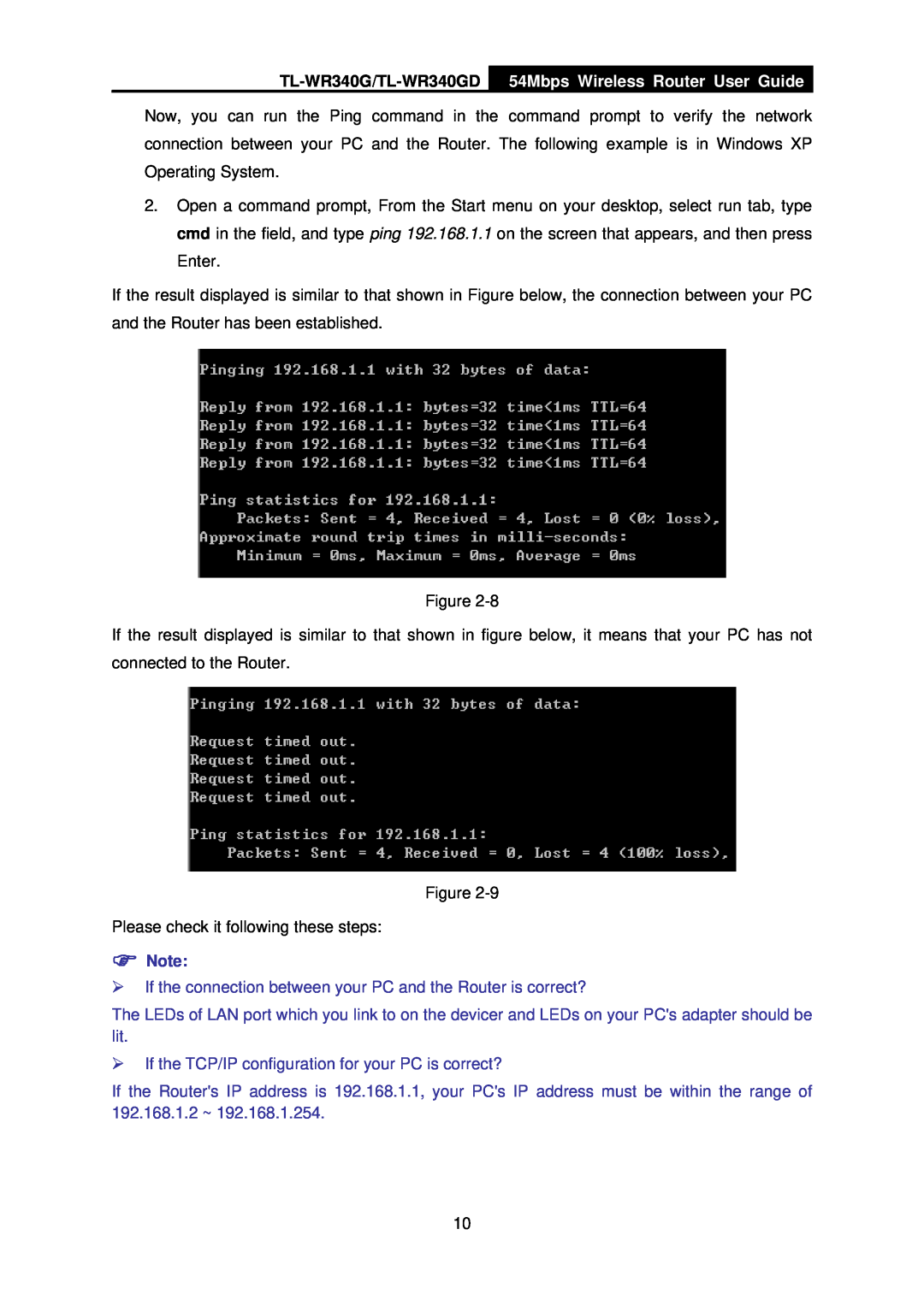 TP-Link manual TL-WR340G/TL-WR340GD, 54Mbps Wireless Router User Guide, Please check it following these steps 