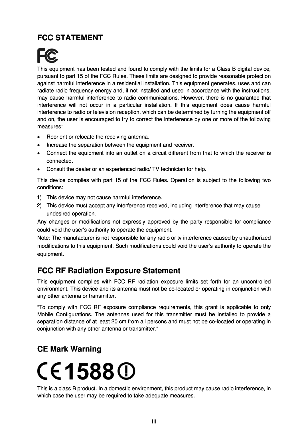 TP-Link TL-WR340GD manual Fcc Statement, FCC RF Radiation Exposure Statement, CE Mark Warning 