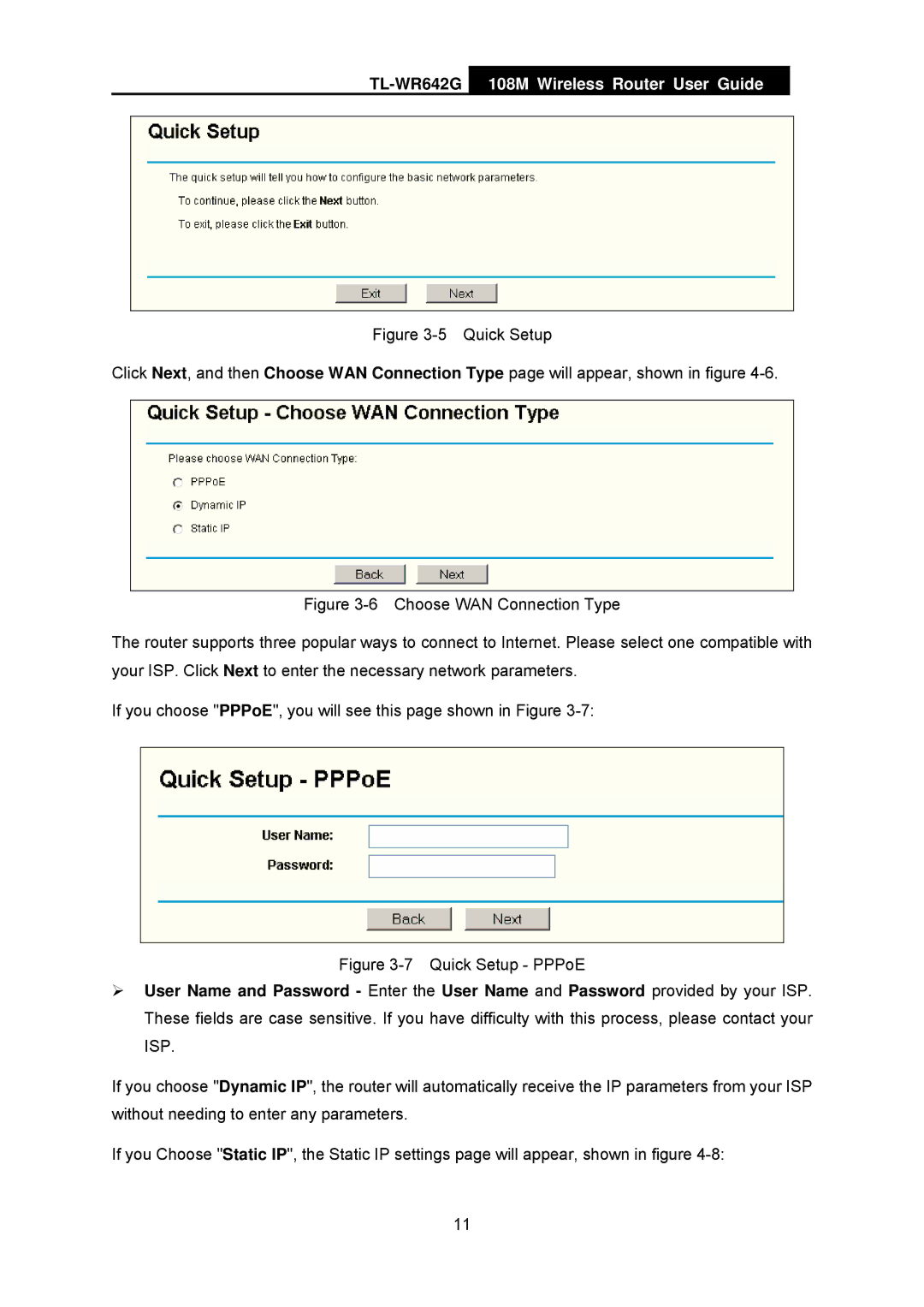 TP-Link TL-WR642G manual Quick Setup PPPoE 