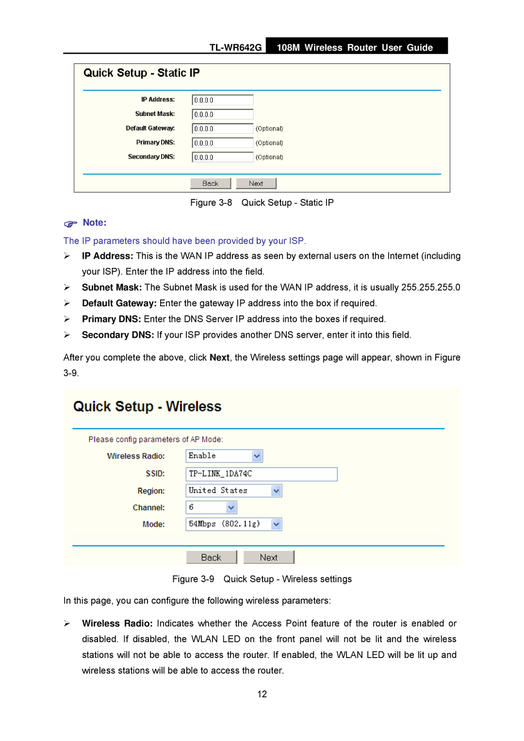 TP-Link TL-WR642G manual IP parameters should have been provided by your ISP 