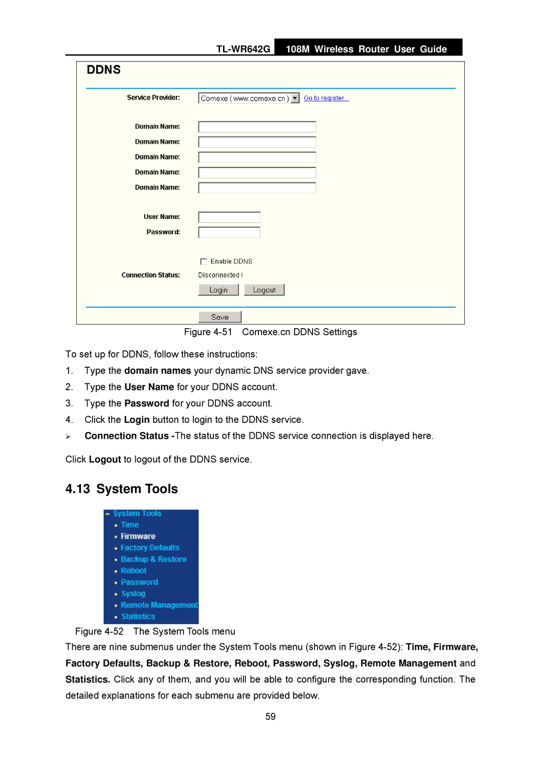 TP-Link TL-WR642G manual System Tools 