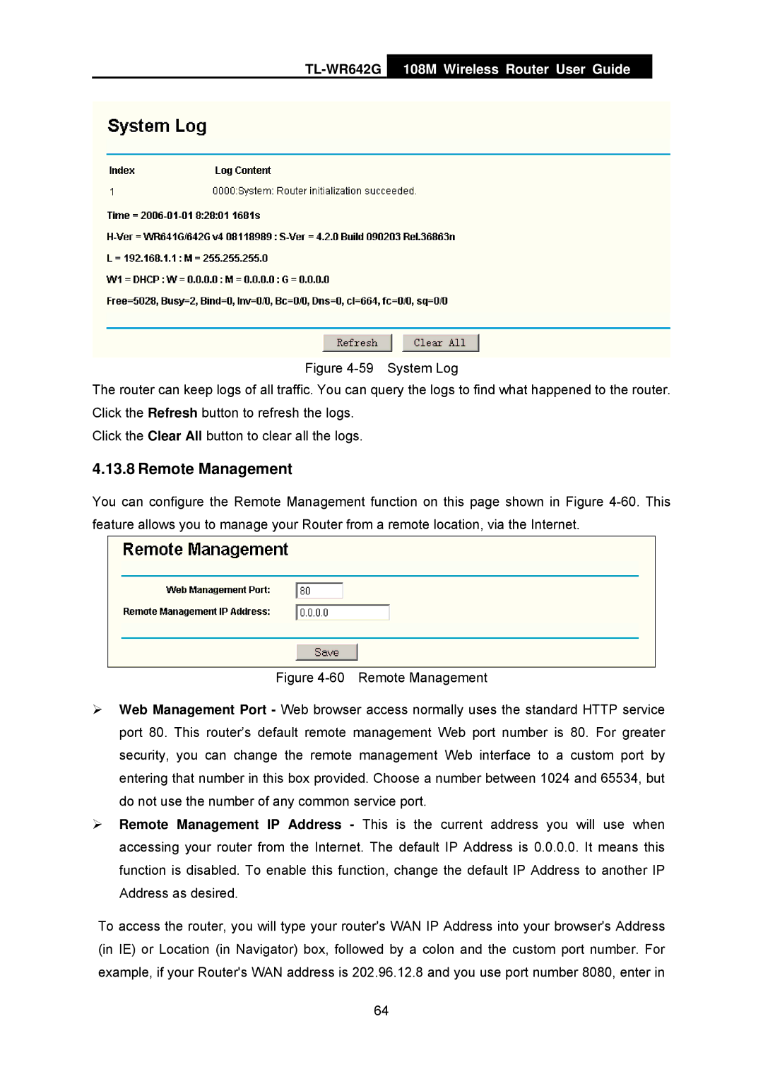 TP-Link TL-WR642G manual Remote Management 