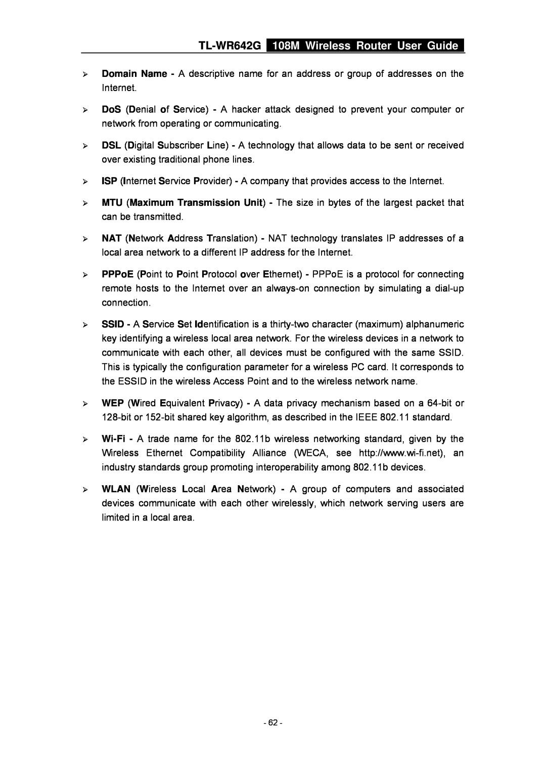 TP-Link manual TL-WR642G 108M Wireless Router User Guide 