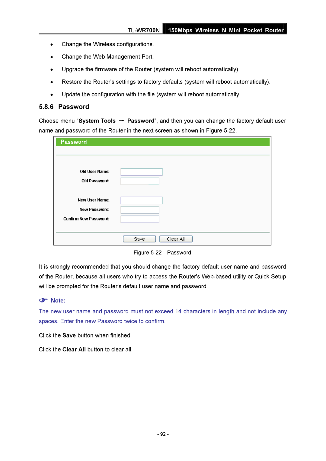 TP-Link TL-WR700N manual Password 