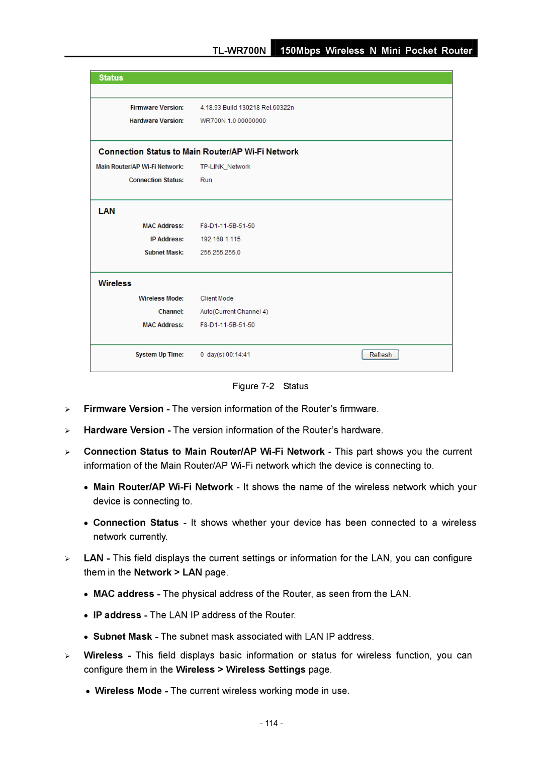 TP-Link TL-WR700N manual 114 