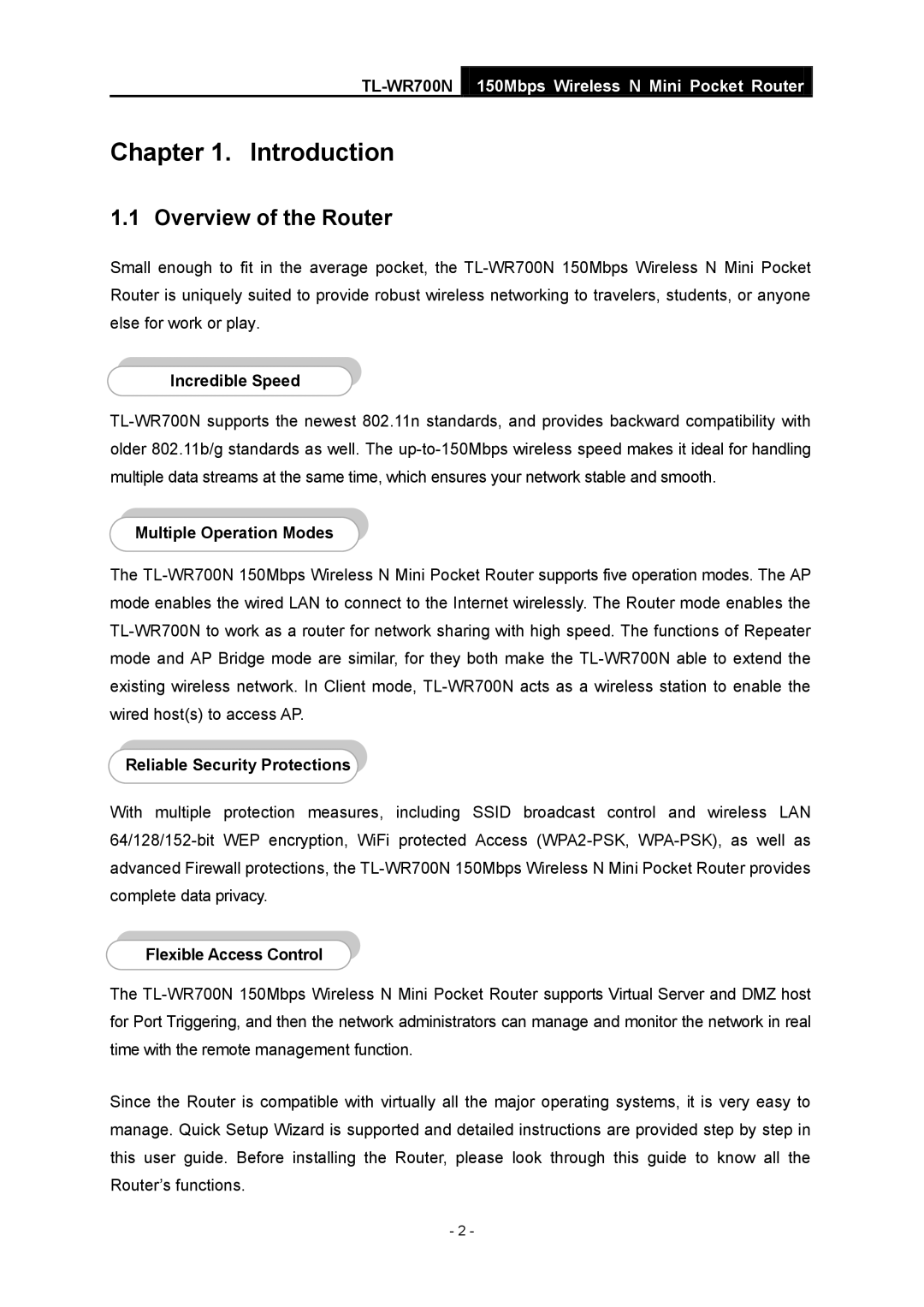 TP-Link TL-WR700N manual Introduction, Overview of the Router 