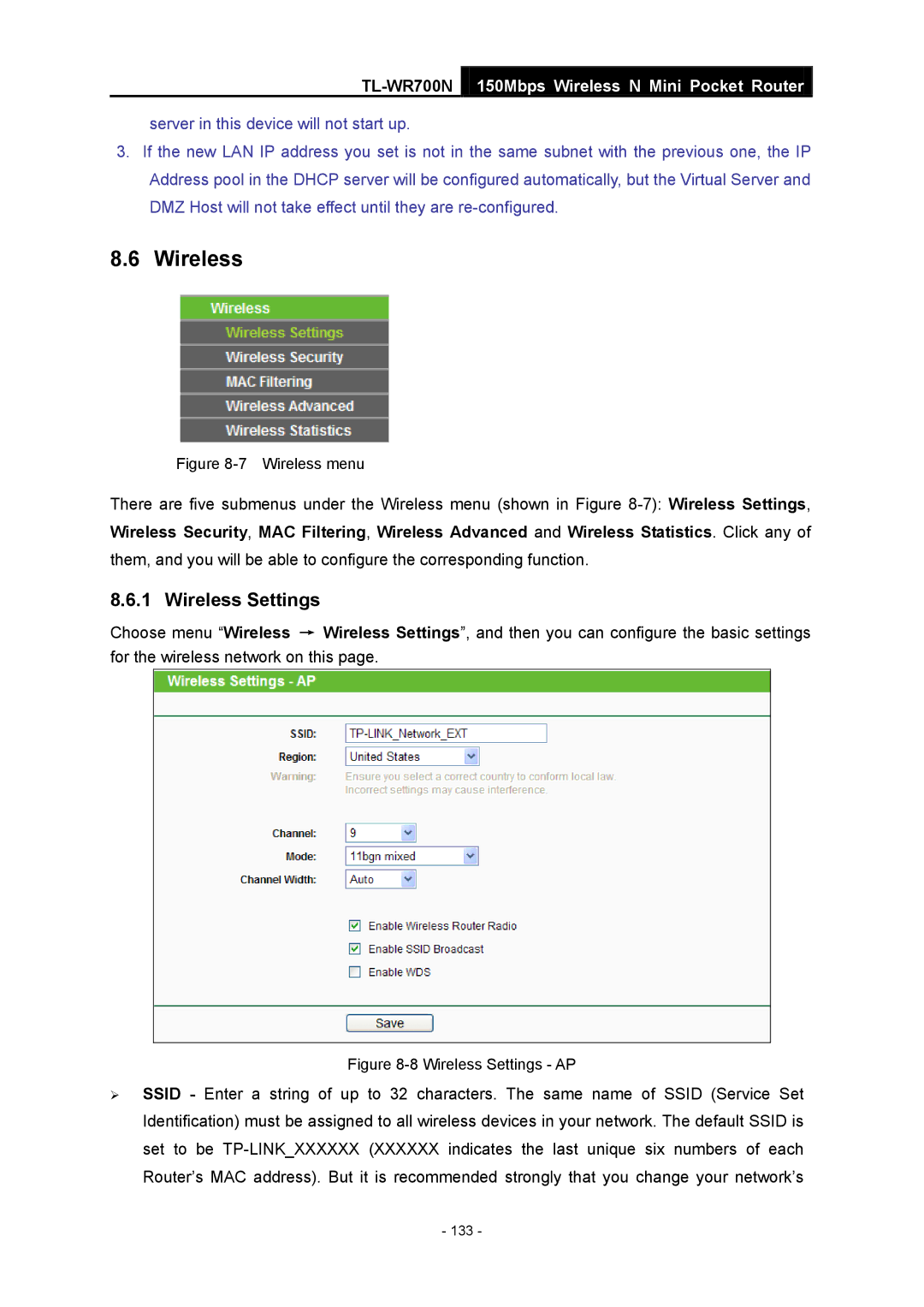 TP-Link TL-WR700N manual Wireless Settings AP 