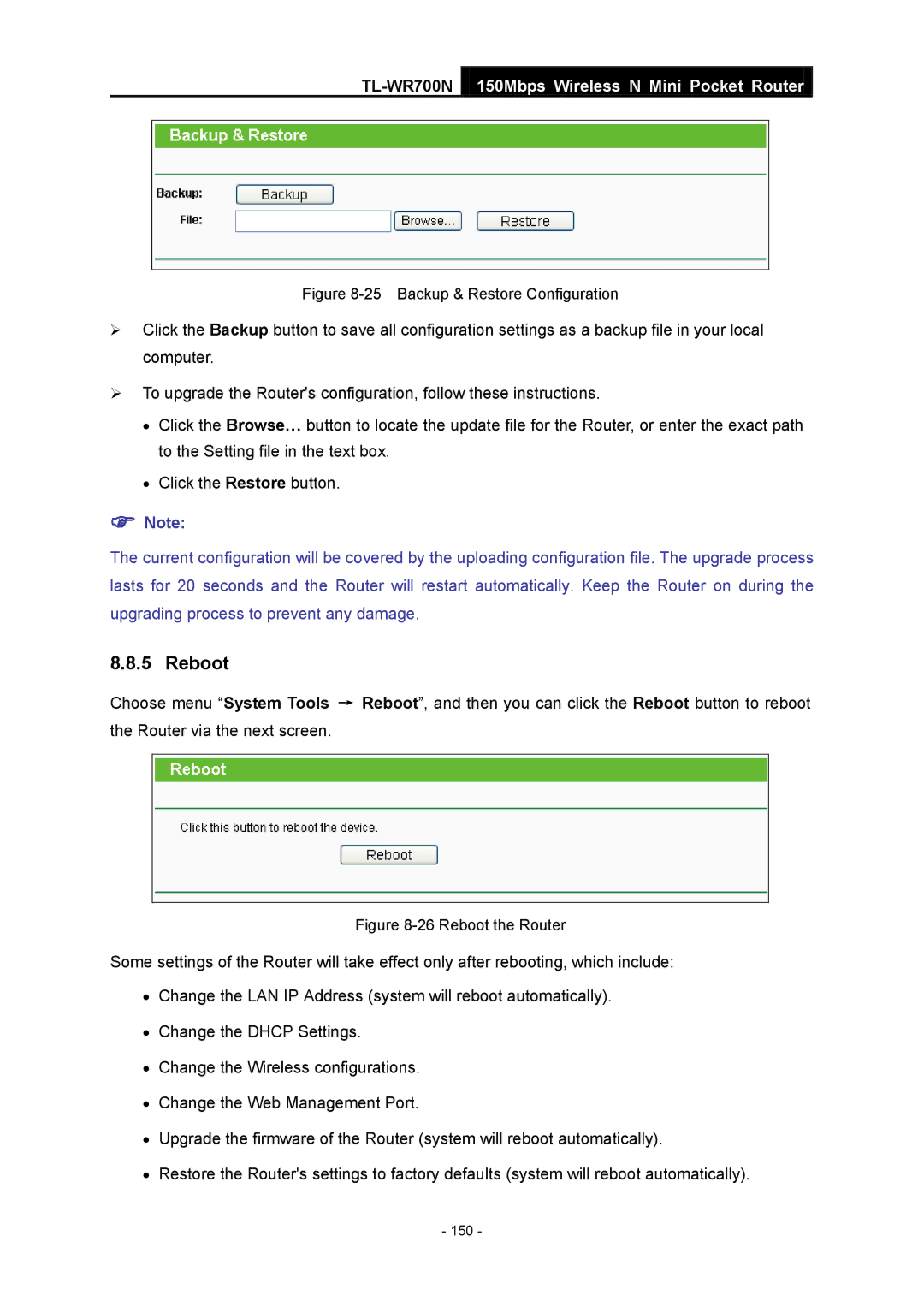 TP-Link TL-WR700N manual Backup & Restore Configuration 