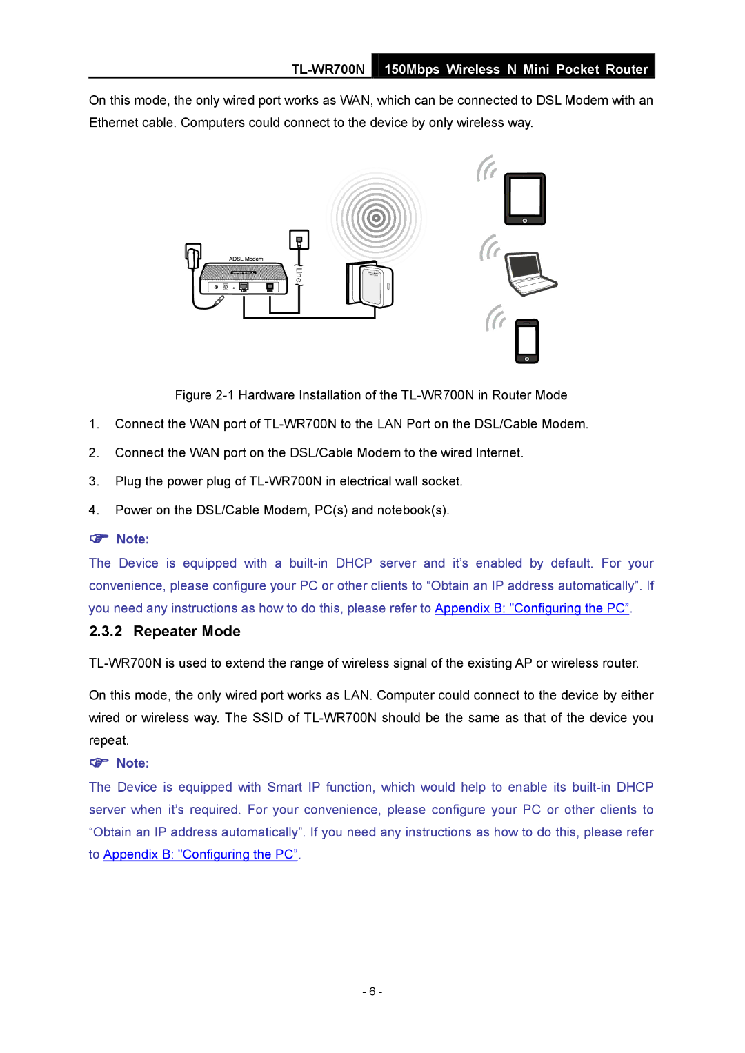 TP-Link TL-WR700N manual Repeater Mode 