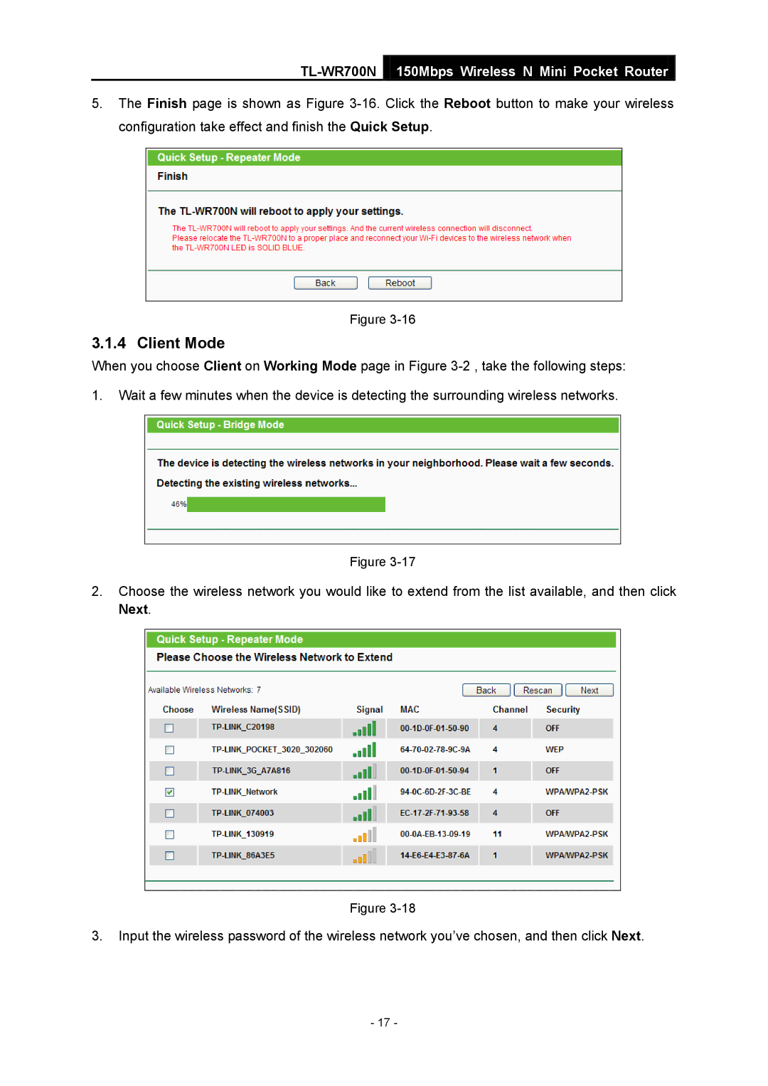 TP-Link TL-WR700N manual Client Mode 