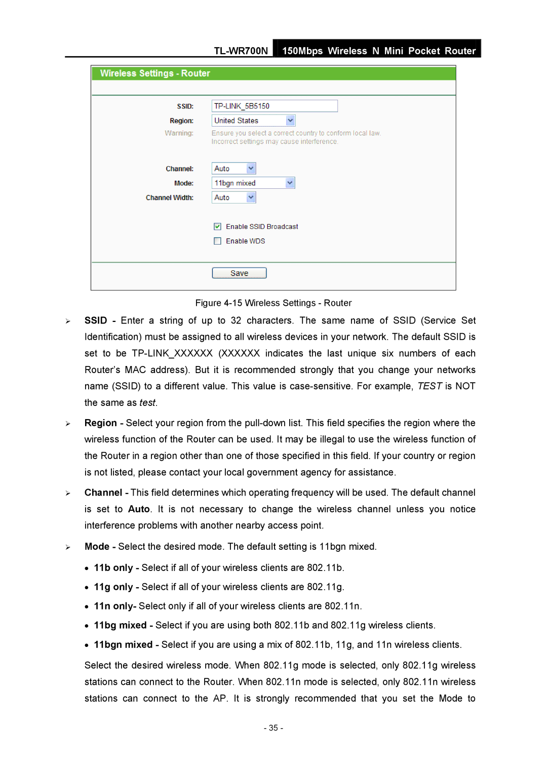 TP-Link TL-WR700N manual Wireless Settings Router 