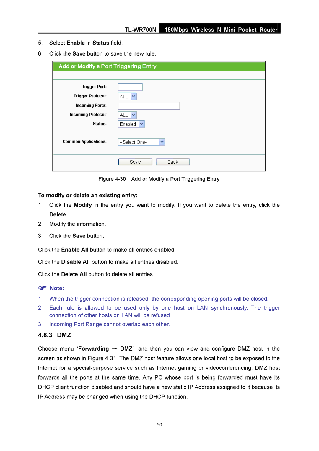 TP-Link manual 3 DMZ, TL-WR700N150Mbps Wireless N Mini Pocket Router 