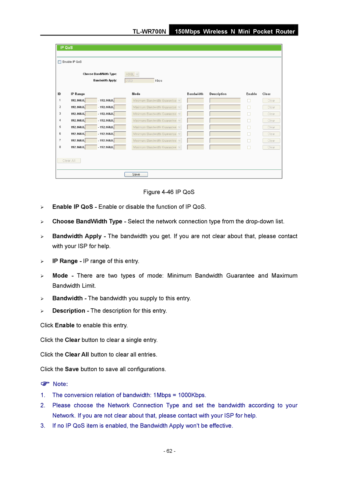 TP-Link TL-WR700N manual  Note 