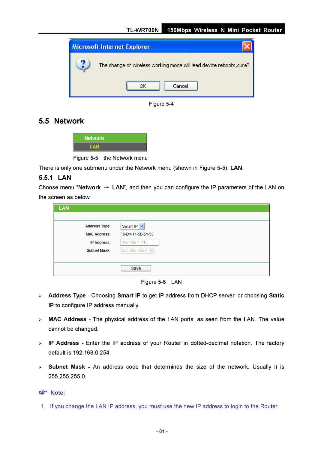 TP-Link TL-WR700N manual 1 LAN, Lan 