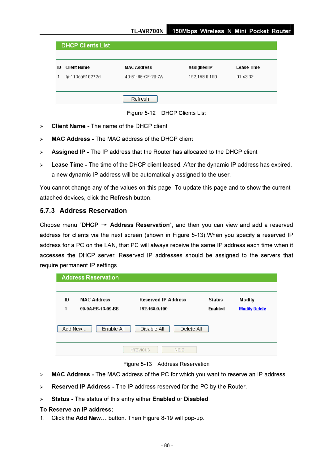 TP-Link TL-WR700N manual Click the Add New… button. Then -19will pop-up 