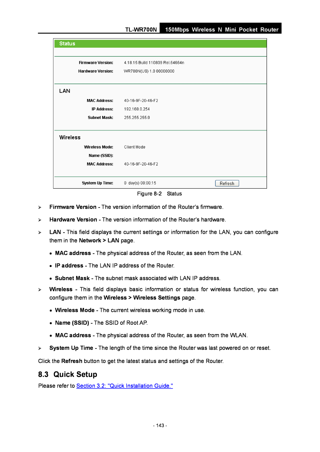 TP-Link TL-WR700N manual Quick Setup, 150Mbps Wireless N Mini Pocket Router, Please refer to .2 Quick Installation Guide 